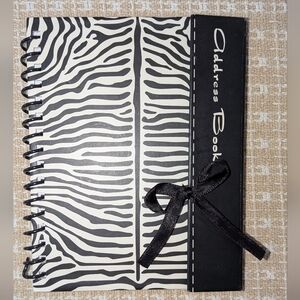 Zebra Print Address Book with Black Ribbon